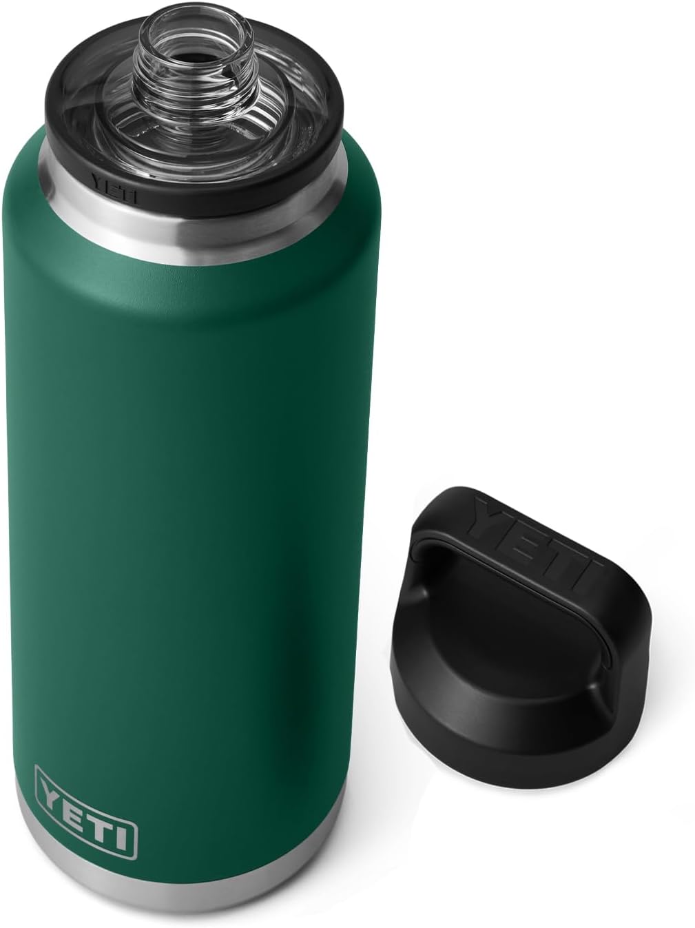 YETI Rambler 46 oz Bottle, Vacuum Insulated, Leakproof, Stainless Steel with Chug Cap, Black Forest Green