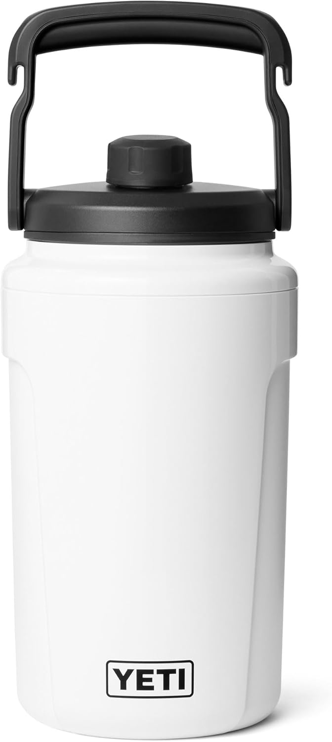 YETI Silo Half Gallon Insulated Chug Cap Water Jug – Leakproof, Lightweight Sports Bottle with Fence Hook Handle – Keeps Drinks Ice-Cold – Ideal for Gym, Sports & Tournaments, White