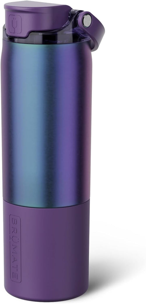 BrüMate Rise 25oz Water Bottle With 100% Leakproof Covered Silicone Straw | Insulated Stainless Steel Water Bottle With Removable Straw | Fast Flow | Soft Sip Silicone Spout | BPA-Free (Dark Aura)