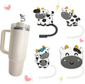 Dairy cow Straw Cover Cap for Stanley Cup, Reusable 10mm (0.4in)