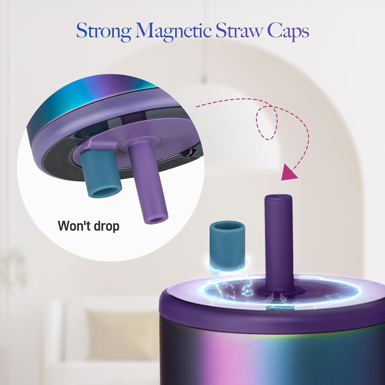 TERPINK 2 Pack Magnetic Straw Caps Compatible with BrüMate All Era and Resa Tumblers, Silicone Straw Caps Toppers Compatible with Brumate Accessories, Straw Covers Protectors BPA Free (Dark Blue)