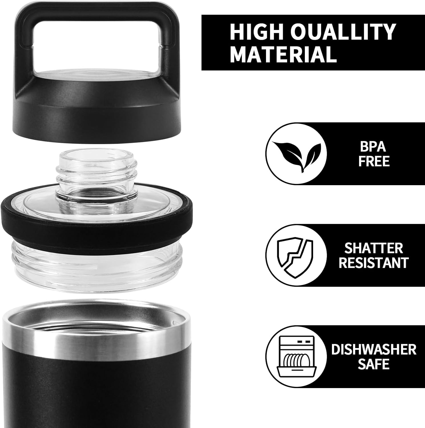 UXIETIN Screw Top Lid Replacement Compatible with Rambler Yeti, Screw Top Chug Cap Compatible with All Yeti Rambler 18/26/36/46/64 OZ,1PC