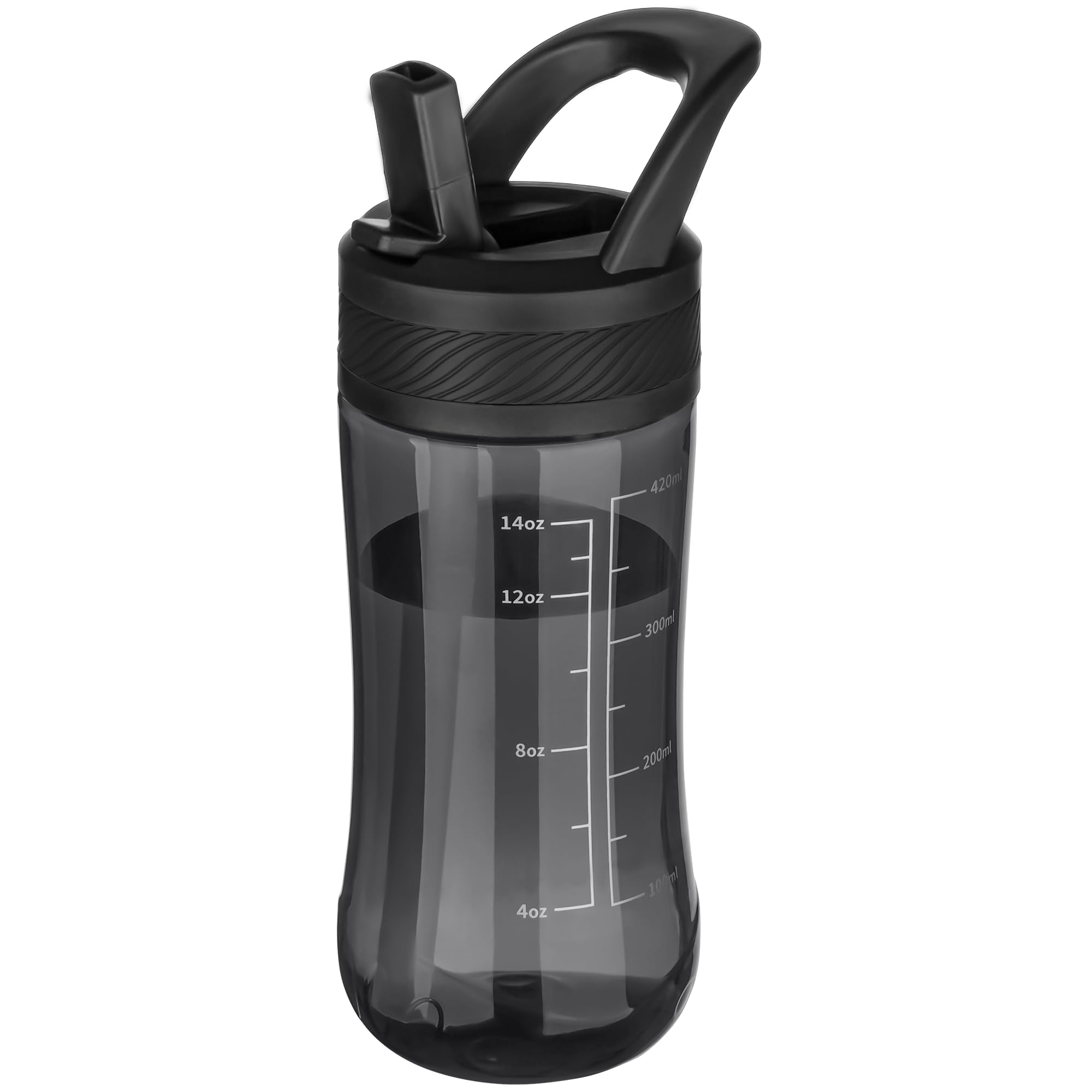 Edmyre Kids Clear Water Bottle 14oz Flip with Straw Carry Handle, Leakproof, Reusable, Tritan, BPA Free, Suitable for Boys and Girls, Clear