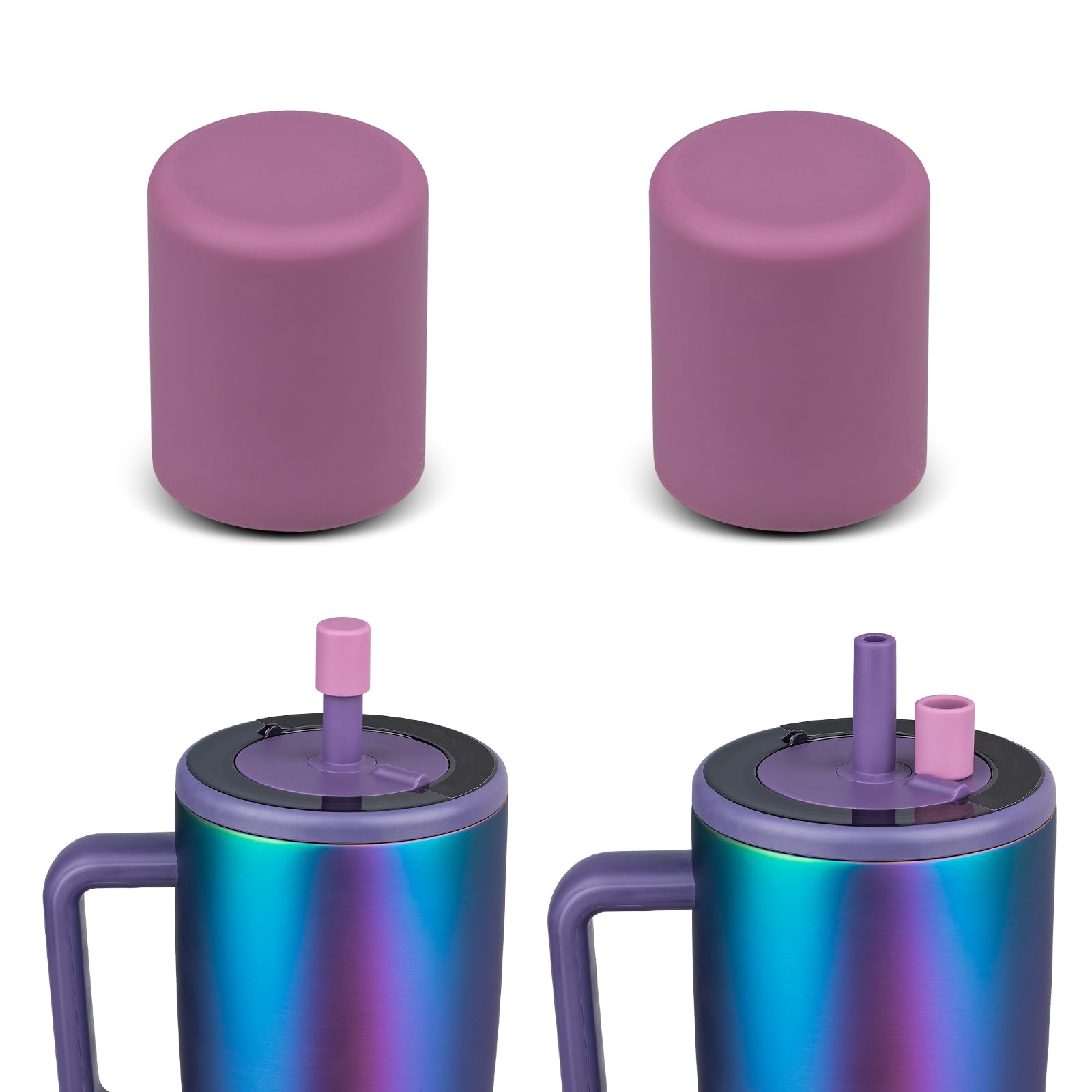 TERPINK 2 Pack Magnetic Straw Caps Compatible with BrüMate All Era and Resa Tumblers, Silicone Straw Caps Toppers Compatible with Brumate Accessories, Straw Covers Protectors BPA Free (Dark Blue)