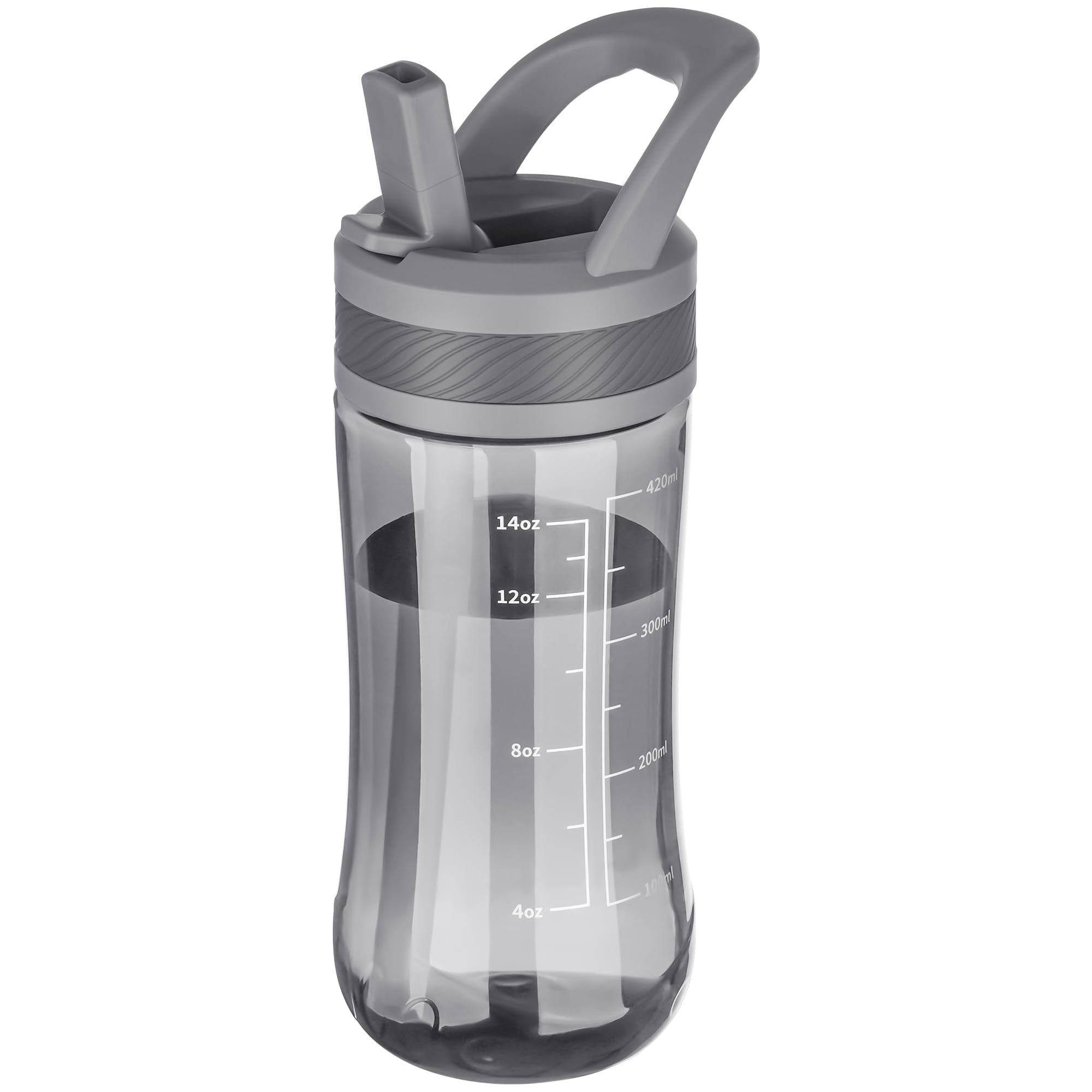 Edmyre Kids Clear Water Bottle 14oz Flip with Straw Carry Handle, Leakproof, Reusable, Tritan, BPA Free, Suitable for Boys and Girls, Clear