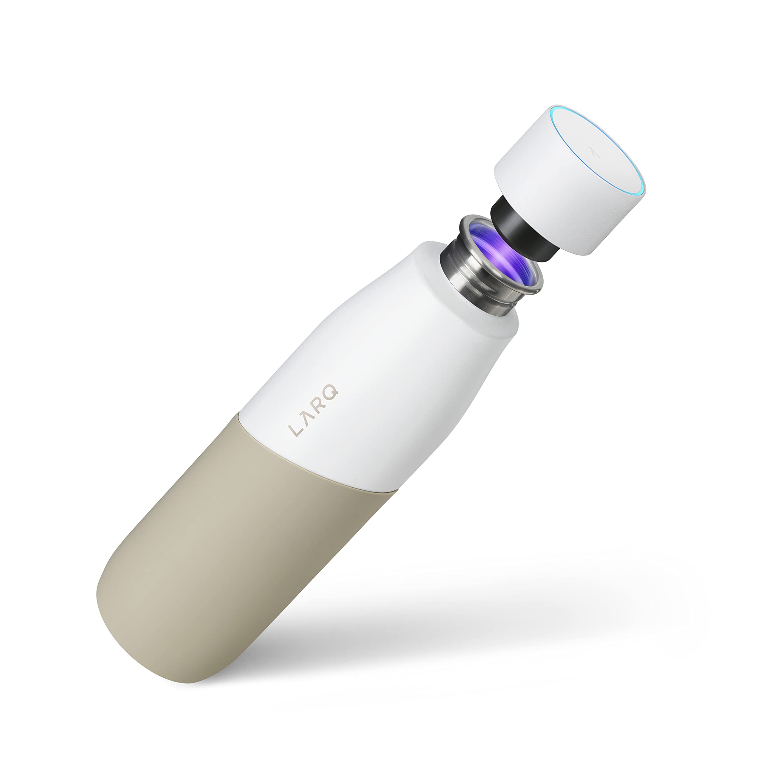 LARQ Bottle Movement PureVis 32 oz- Lightweight Self-Cleaning and Non-Insulated Stainless Steel Water Bottle with UV Water Purifier | Reusable & Travel Friendly, Black/Pine