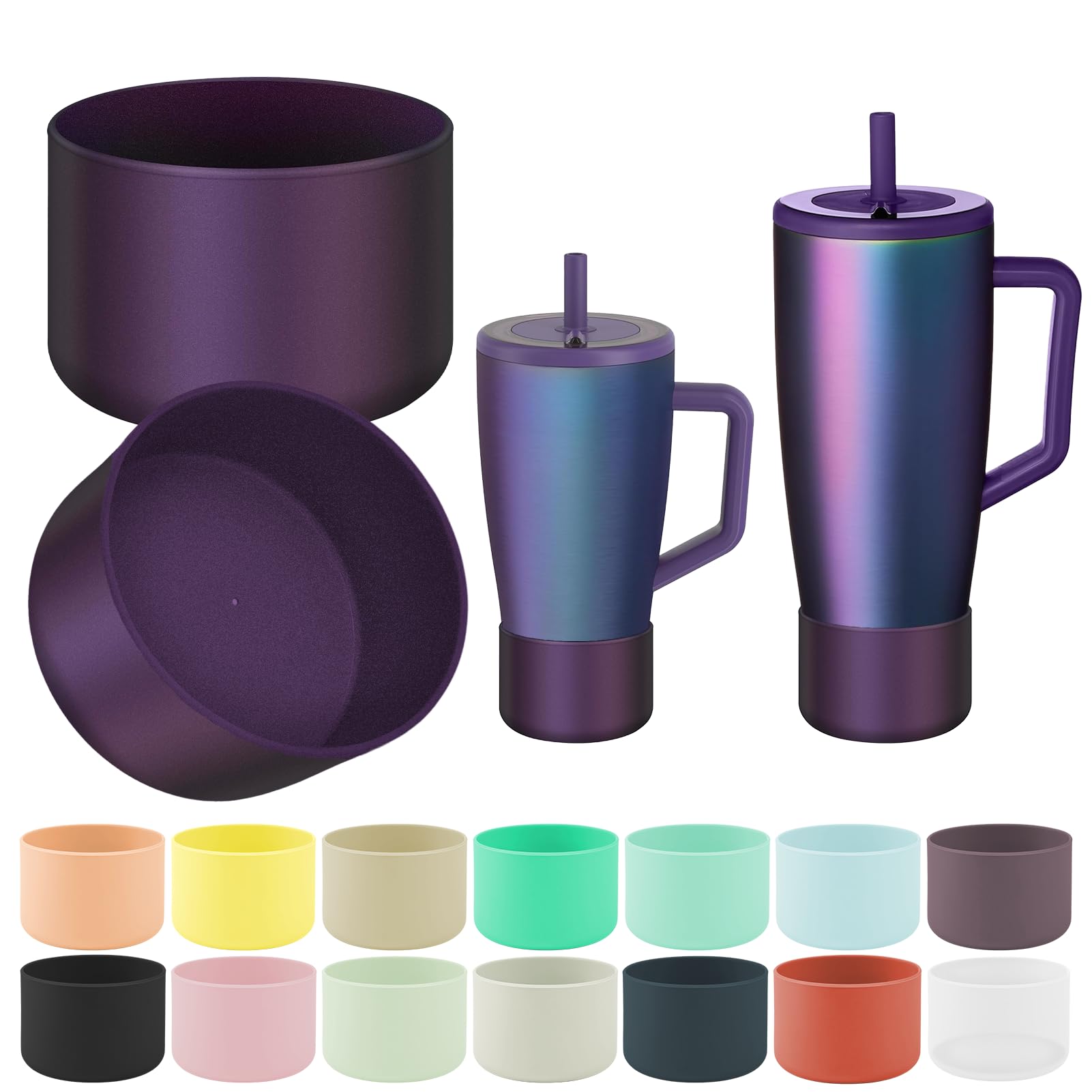 ZXFYE 2Pcs Protective Boot Compatible with Brumate Era 40 oz 30 oz Tumbler, Anti-Dent & Anti-Slip Silicone Bottom Cover Protector Sleeve Bumper Compatible with Brumate Era Tumbler with Handle