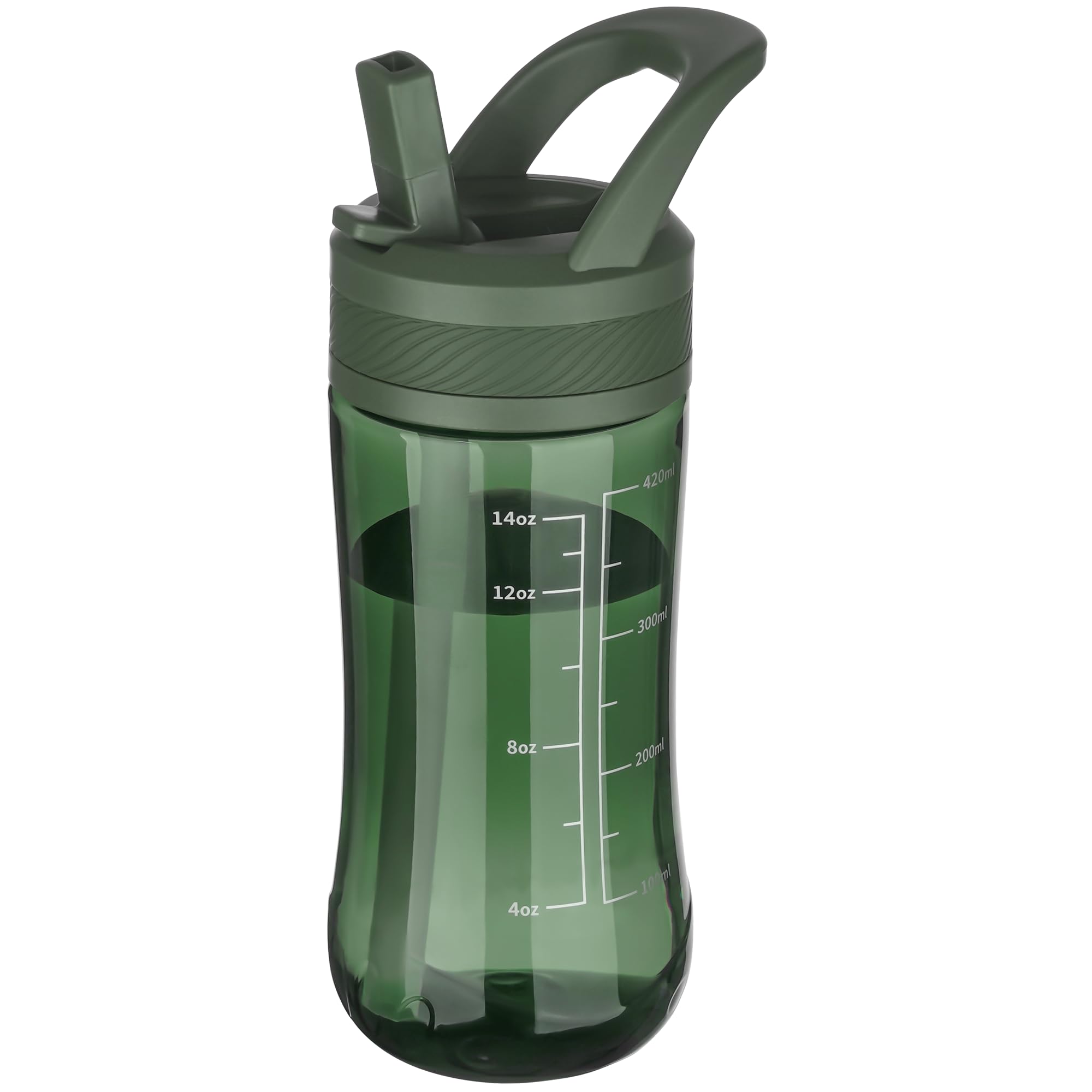 Edmyre Kids Clear Water Bottle 14oz Flip with Straw Carry Handle, Leakproof, Reusable, Tritan, BPA Free, Suitable for Boys and Girls, Clear