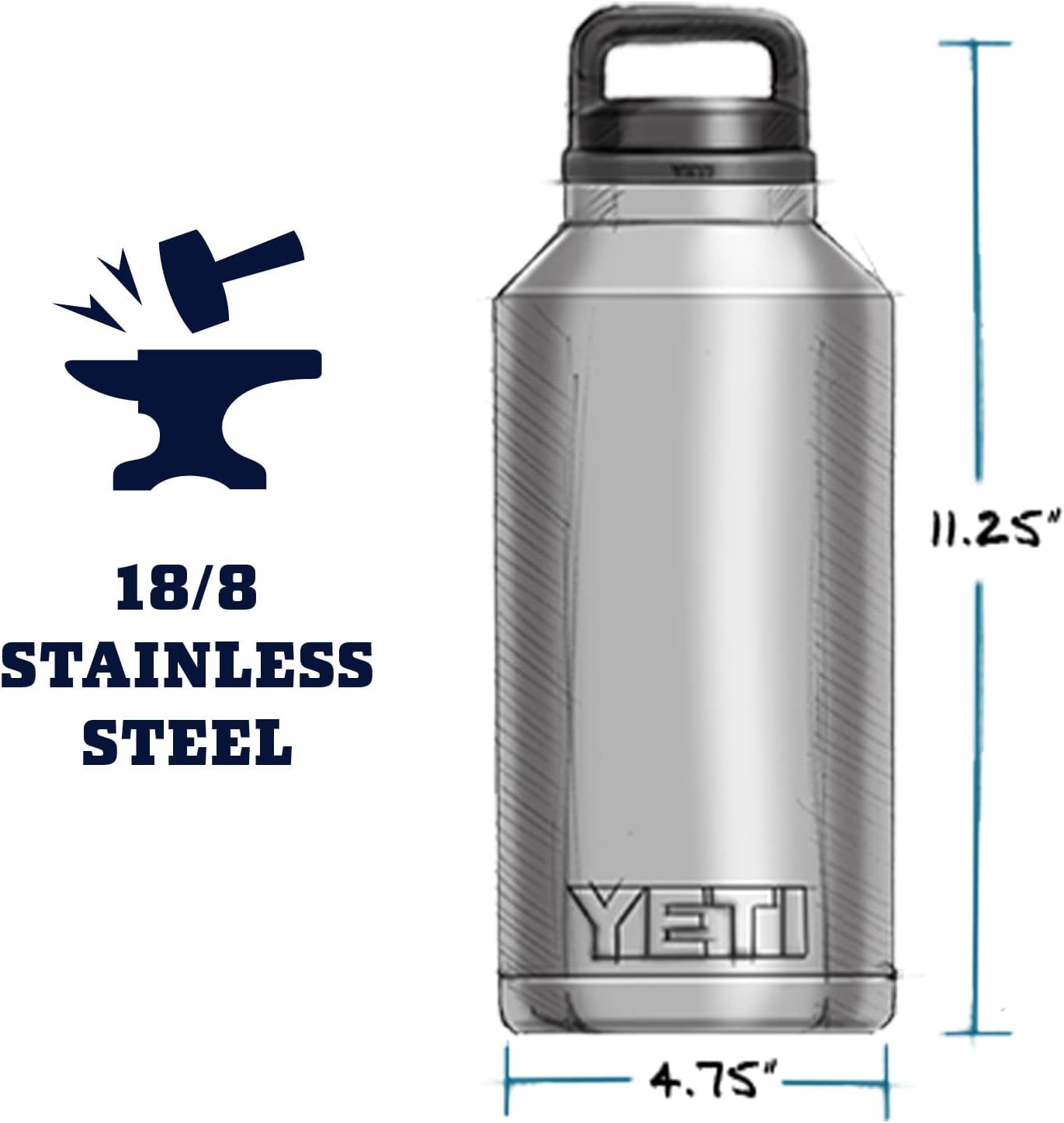 YETI Rambler 64 oz Bottle, Vacuum Insulated, Leakproof, Stainless Steel with Chug Cap, Rescue Red