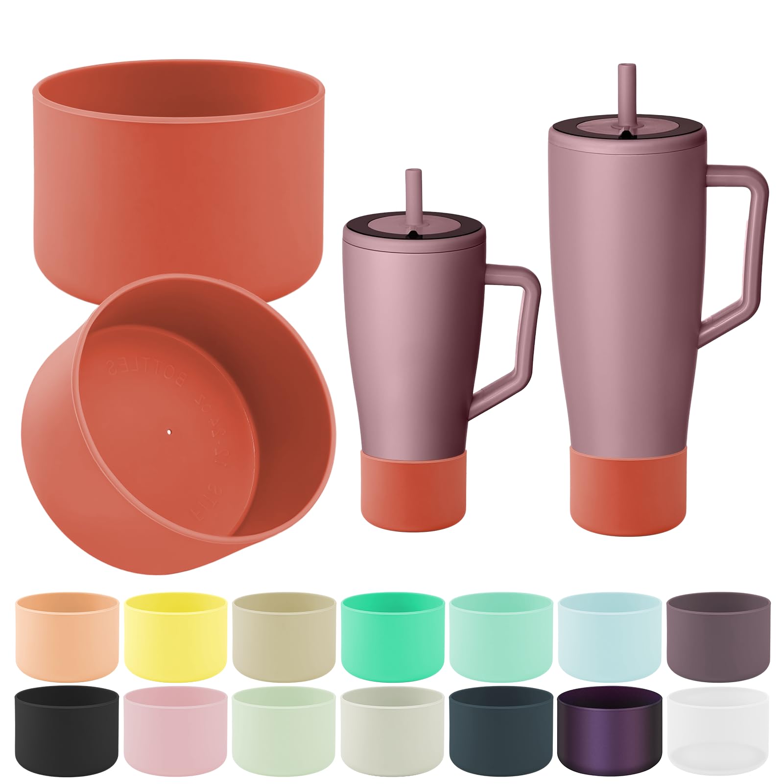 ZXFYE 2Pcs Protective Boot Compatible with Brumate Era 40 oz 30 oz Tumbler, Anti-Dent & Anti-Slip Silicone Bottom Cover Protector Sleeve Bumper Compatible with Brumate Era Tumbler with Handle