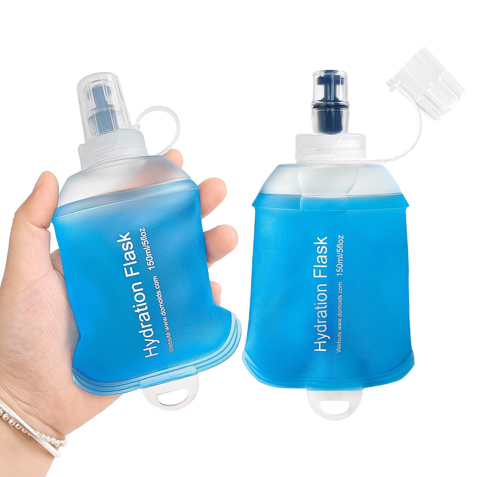 GYGYL Soft Flask, TPU Collapsible Soft Water Bottle for Hydration Pack, Running Vest, Leak-Proof Folding Water Bottle for Hiking Cycling Climbing Jogging-150ml White