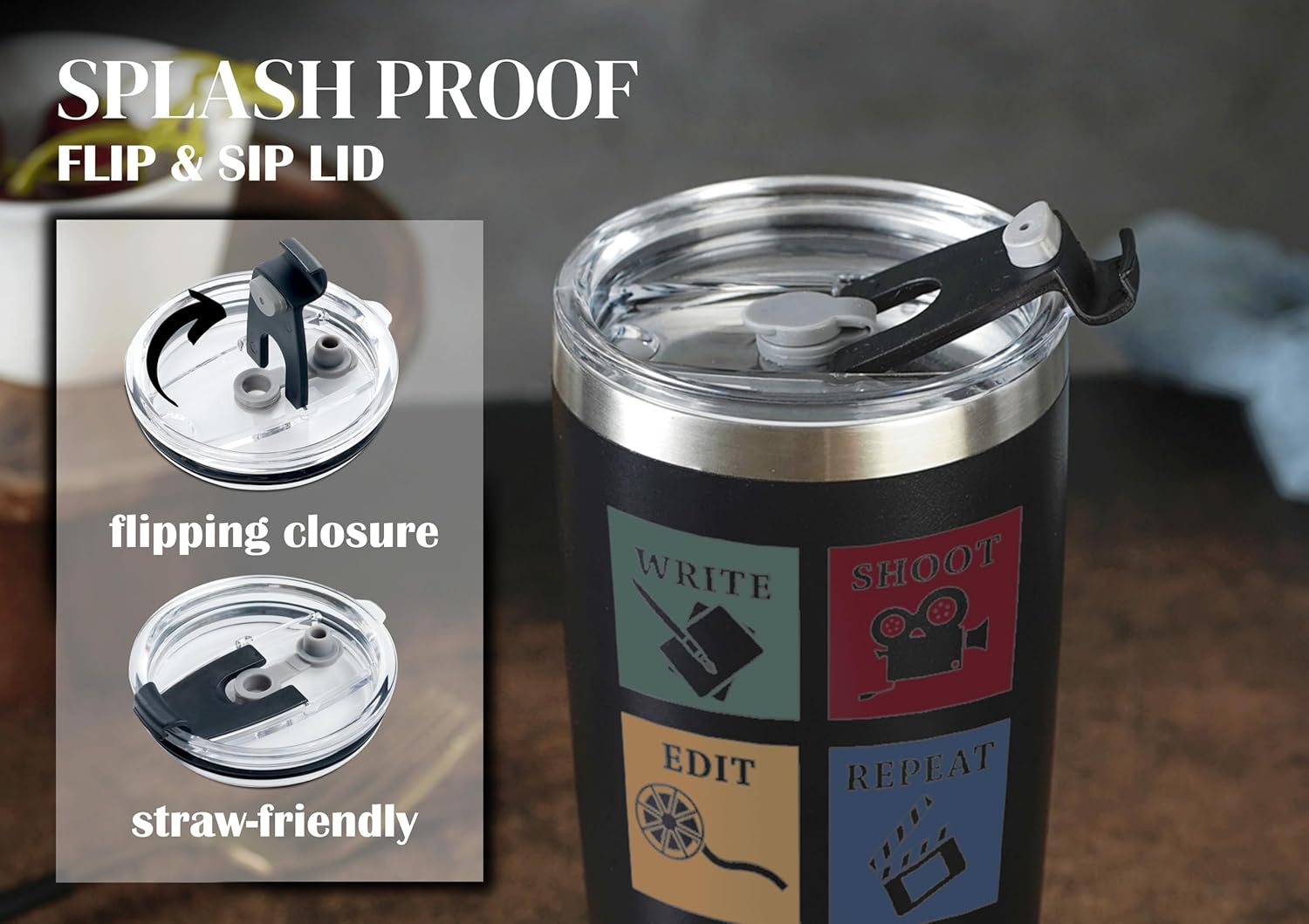 Onebttl Flimmaker Director Gifts for Men - 20oz/590ml Stainless Steel Insulated Tumbler with Straw - Graduation/Birthday/Christmas Gift - Edit