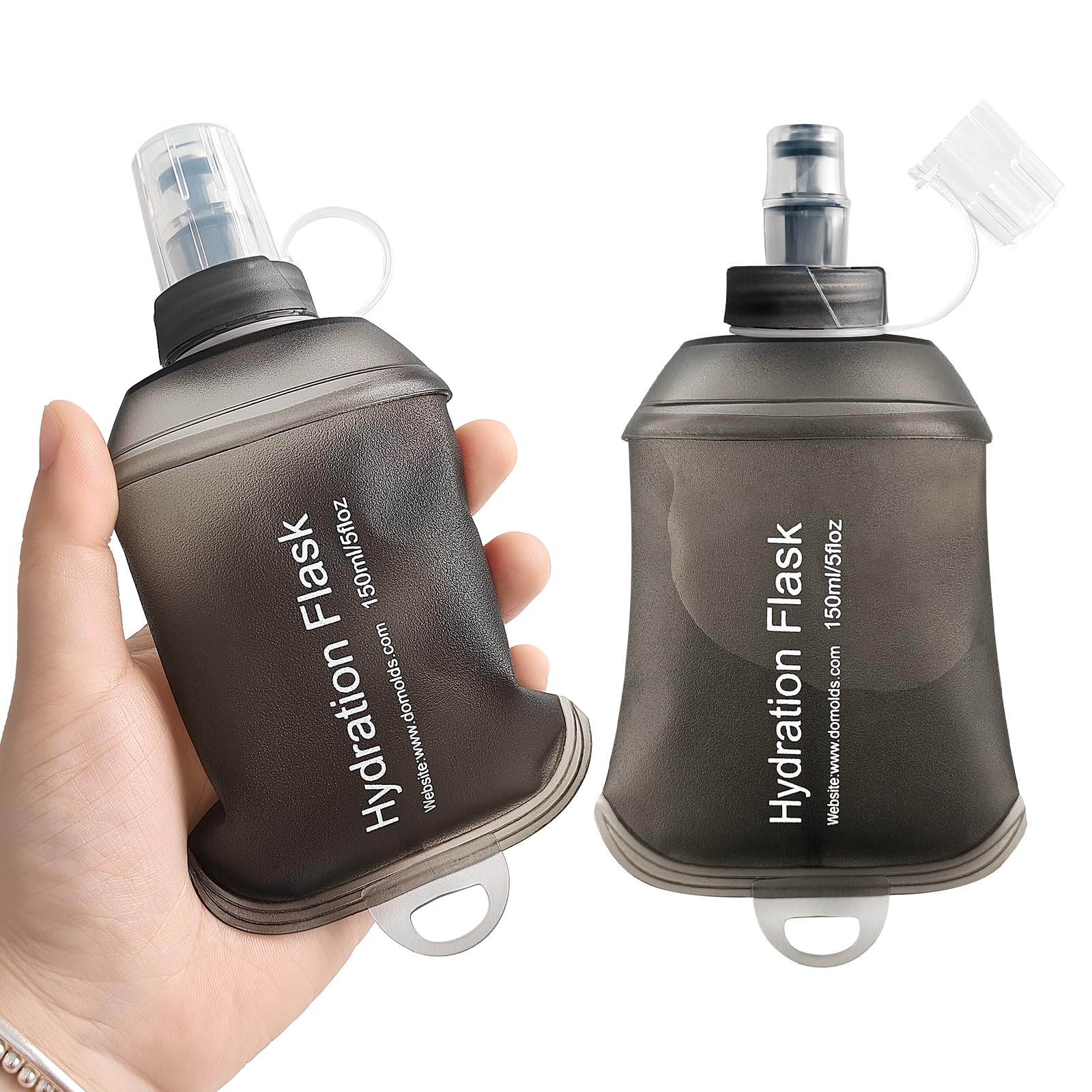 GYGYL Soft Flask, TPU Collapsible Soft Water Bottle for Hydration Pack, Running Vest, Leak-Proof Folding Water Bottle for Hiking Cycling Climbing Jogging-150ml White