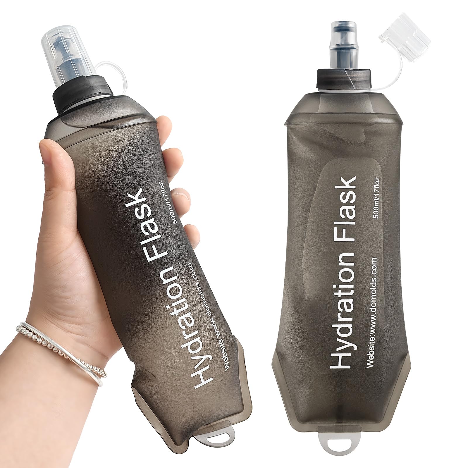 GYGYL Soft Flask, TPU Collapsible Soft Water Bottle for Hydration Pack, Running Vest, Leak-Proof Folding Water Bottle for Hiking Cycling Climbing Jogging-150ml White